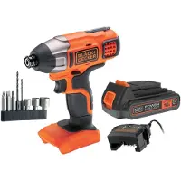 Black & Decker Black+Decker schroefboormachine met slagfunctie, 18V, 2Ah lithium-ion accu - Wordt geleverd met 1 accu, 1 oplader (1A) en 8 accessoires - Model: BDCIM18D1A-QW