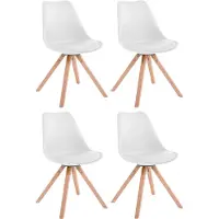 CLP Toulouse Set van 4 stoelen - Vierkant - Kunstleer wit natura