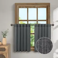 OEM 2 stuks keukenrolluiken - Rolluiken voor de keuken - Verlichting voor de ruimte - Decoratie voor de keuken - Katoenen stof - 91,4 x 91,4 cm - Donkergrijs