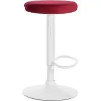 CLP Ponte Barkruk - Rond - Verstelbaar - Voetsteun - Velvet - Fluweel - wit/rood