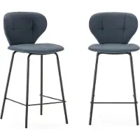 CALICOSY - Set van 2 krukken met zwarte metalen poten H67 cm - MAURA