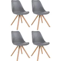 CLP Set van 4 stoelen Toulouse Square met vierkante houten poten | Kleur: grijs. Frame: naturel