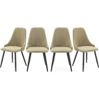 CALICOSY Set van 4 stoelen in stof met zwarte metalen poten l50 cm mani