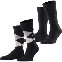 Burlington Everyday 2-Pack gedessineerd katoen multipack sokken heren zwart - maat 40-46