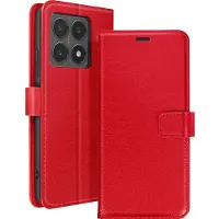 Mayaxess , Hoesje voor Xiaomi 14T Wallet met koordje, Rood