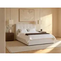 Vente-unique Bed met opbergruimte stof wit 180 x 200 cm