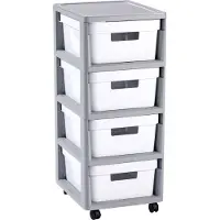 Curver De 4x11L Infinity witte plank is praktisch in huis.