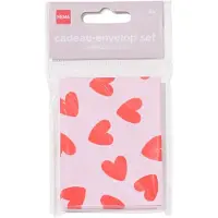 HEMA Cadeau-envelop set hartjes - 6 stuks (rood)