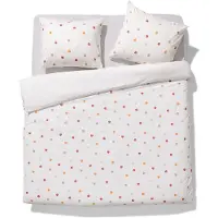HEMA Dekbedovertrek 200x200/220cm zacht katoen stippen gekleurd (wit)