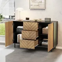 STILVORA Dressoir - Moderne Opbergkast Met 3 Laden En 2 Deuren - Voor Woonkamer En Eethoek - Spaanplaat - 120x40x76 Cm - Natuurlijk