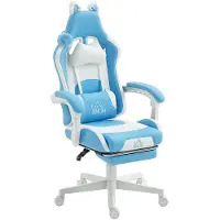 HOMCOM Gamingstoel, ergonomische gamingstoel, met lendensteun en voetsteun