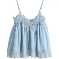 Next - Dames - Hemdtop met kanten rand - Blauw