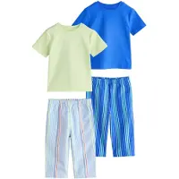Next - Jongens - Set van 2 geweven pyjama's met lange pijpen en korte mouwen - Blauw