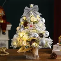 Nikcorp Kunststof kerstboom voor op tafel met LED-verlichting, zilverkleurig, 45 cm