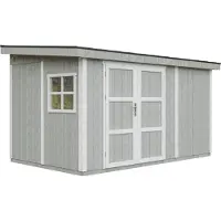 Timbela Tuinhuis van premium kwaliteit, 8,68 m² - Afmetingen: 231x248x412 cm - Met vloer en zijwand - Merk: , model: M939, kleur: TUNDRA GREY