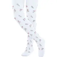 Falke Kinder Little Flowers dun gedessineerd katoen panty kinderen white - maat 2000