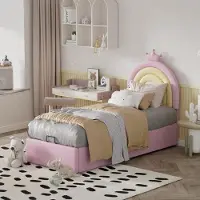OEM Kinderbed met houten lattenbodem, 90x200 cm, met een inzetbaar hoofdeinde