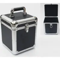Vdd LP single 7 inch vinyl koffer voor opbergen van 70 - 100 singles afsluitbaar zwart aluminium