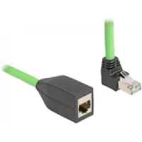 HQ Products RJ45 Network Extension Cable Cat.6A plug upwards angled to jack SF/UTP suitable for drag chains PUR (TPU) 1 m green