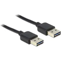 DeLOCK Easy-USB-A naar Easy-USB-A kabel - USB2.0 - tot 2A / zwart - 5 meter