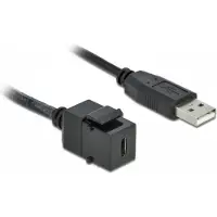 DeLOCK USB-C Keystone module - USB-A (m) | USB2.0 | zwart | 0,25 meter