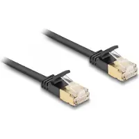 DeLOCK RJ45 Network Cable Cat.6A plug to plug with robust latch and Cat.7 raw flat cable U/FTP 7.5 m black