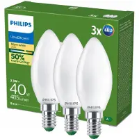 Philips Ultra Efficient LED lamp E14 | Kaars B35 | Mat | 2700K | 2.3W (40W) | 3 stuks