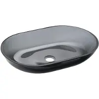 Hak SCALO wastafelblad van glas, 56x36 cm, zwart