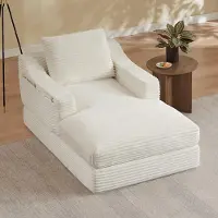 STILVORA Loungestoel 100 x 80 x 65 cm - Uitschuifbaar Tot Logeerbed - Voor Woonkamer En Slaapkamer - Schuim - Wit