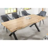 Riess Industriële eettafel WILD 160cm bruin wild eiken design boomrand zwart X-poot - 45082