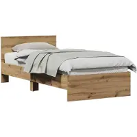 vidaXL Bedframe Wandgemonteerd Artisanaal eiken Bewerkt hout