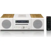 Lenco MC-375WHWD - HiFi Stereo set met DAB+/FM radio, Bluetooth, CD-speler en draadloos oplaadstation - Wit/Houtkleurig