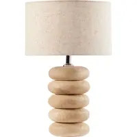 Beliani BETWA - Tafellamp - Lichtbruin - 41 cm - Mangohout/Katoen/Linnen