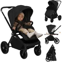 Lionelo Mika Plus Kinderwagen - All-Terrain Wielen - Lichtgewicht - Verstelbare Zitting - XXL Kap met UPF 50+ - Compact Opvouwbaar - Inclusief Accessoires