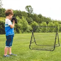 OEM Voetbalterugkaatsdoel, kickback doel, 96x80x96 cm, gemaakt van metalen buizen en PE, zwart, voor training en spel
