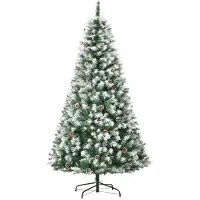 OEM Kunstkerstboom, 180 cm hoog, met 800 takken, 61 kegels, brandveilig, met besneeuwde toppen.