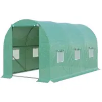OEM Kunststof verhoogde kas, tomatenkweekbed 395x195x190 cm met 6 ventilatieopeningen, ronde kasconstructie voor planten en een koude kas