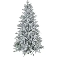 OEM Kunstkerstboom, 180 cm, met sneeuwdecoratie, vlamvertragend, metalen voet, buigbare takken, groen
