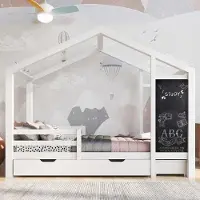 OEM Kindermeerkamerbed 90 x 200 cm, wit, met klimrek, opbergruimte en veiligheidssysteem, inclusief tafel en 2 lattenbodems (zonder matras)