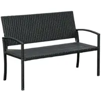 MODFU - Tuinbank 2-Zits - Stalen Frame - Polyrattan Vlechtwerk - Zwart