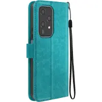 Mayaxess , Foliohoes Geschikt voor Honor 200 Lite Bescherming met polsband Multifunctionele flap, Turquoise