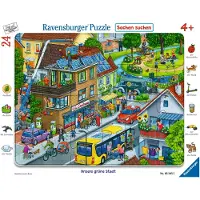Ravensburger Puzzel 05245 Green City - 24-delige framepuzzel voor kinderen vanaf 4 jaar met zoekspel