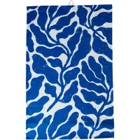 Fine Little Day Leaves keukendoek Wit-blauw, 47x70 cm