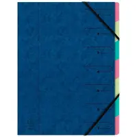 Exacompta 12x Sorteermap met vaste rug en elastosluiting - 7 indelingen - Blauw - 54072E