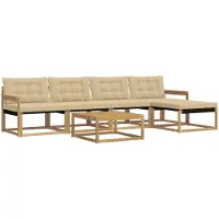 vidaXL Buiten bank set 6 st Wit en Beige