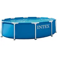 Intex 28202ND Opzetbad, rond, met metalen frame, 3,05 x 0,76 m, liner van drievoudige dikte, cartridgefilter C330, 1 m³/u, PVC/staal