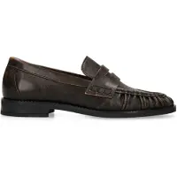 Manfield Bruine leren loafers | Maat 36