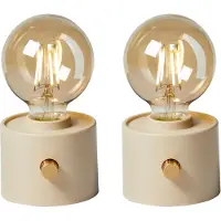 Northpoint Vintage LED-lamp met Edison-stijl, oplaadbaar met USB-C, dimbaar met draaiknop – moderne decoratie, 2 stuks, beige