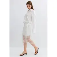 Gina Tricot  - Structured skirt - Rokken - Wit - 36 - Dames