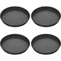 Semoic 4-delige quichevormset, 5 inch ronde geperforeerde taartvormen